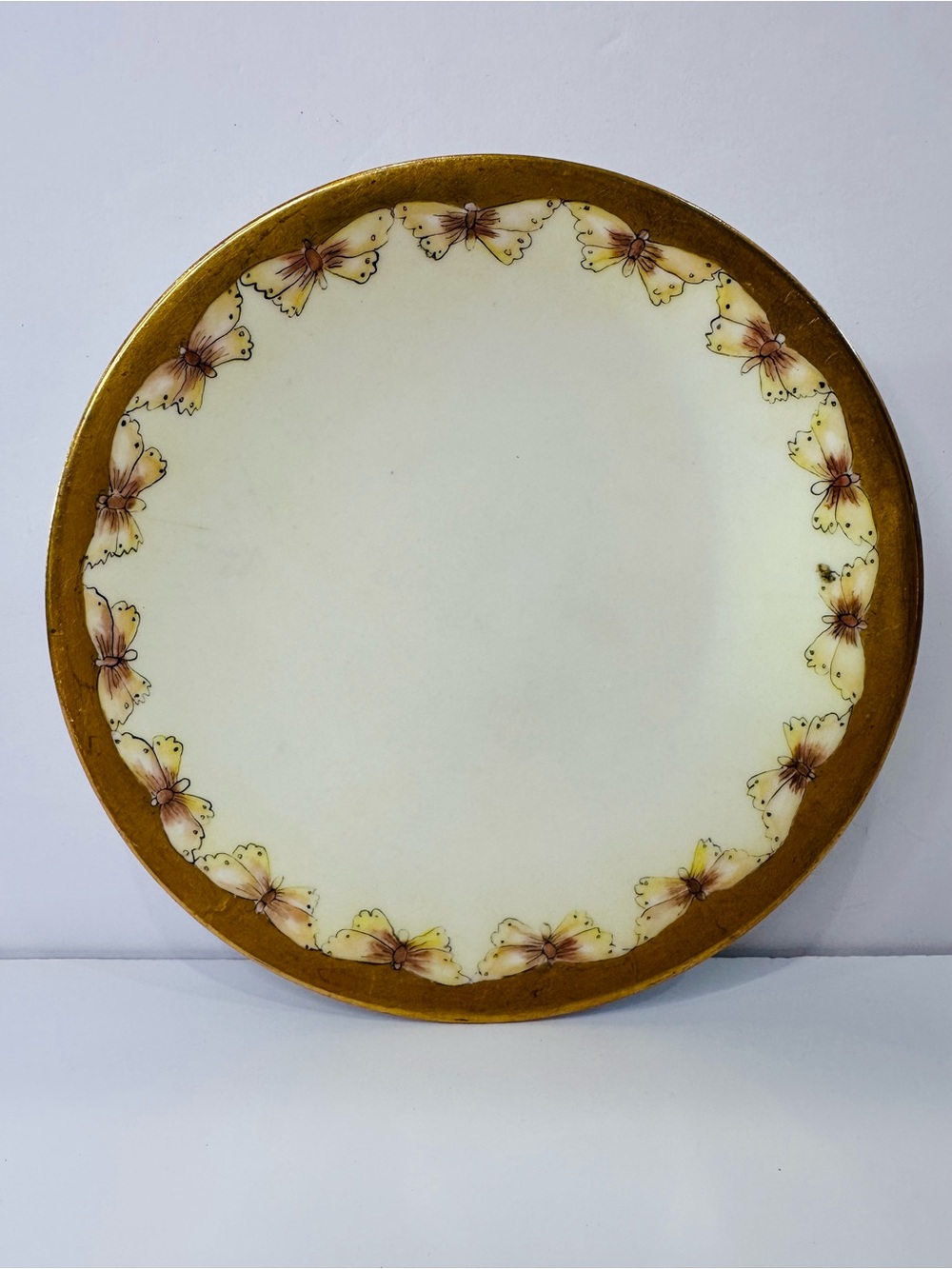 J.P Limoges Butterfly Motif 6” Plate with Gold Rim